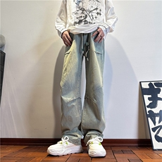 k1085-p55-控78S-3XL现货折皱宽松cleanfit牛仔裤，男装牛仔裤，星座116