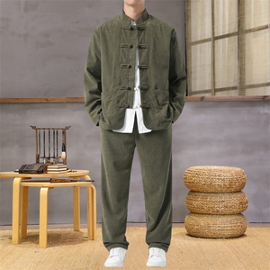 男士外套灯芯绒夹克套装盘扣立领风 XZ1512-2501套装-P110图片