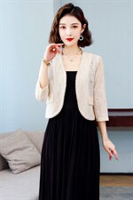 蕾丝小西装女短款2025夏款披肩短外套坎肩配旗袍裙子春秋外搭开衫，女装蕾丝衫/雪纺衫，婵米儿