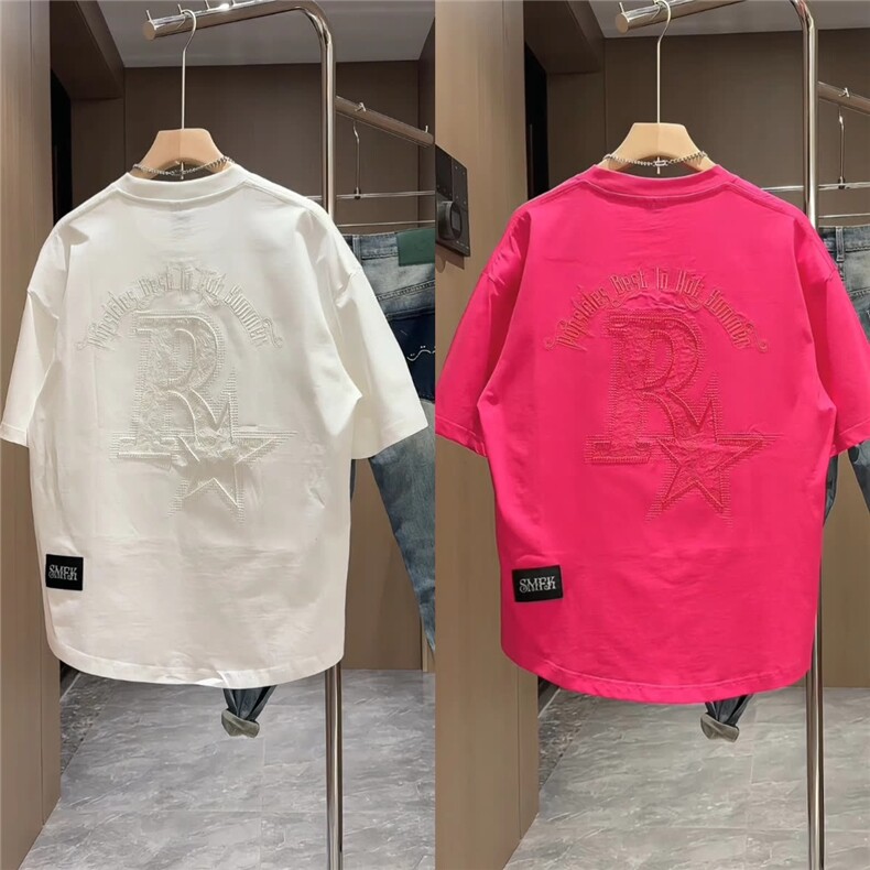 直播间同款夏季潮流时尚男士短袖T恤圆领休闲小众设计感ins穿搭,男装T恤,电商B212（原钱塘6029）