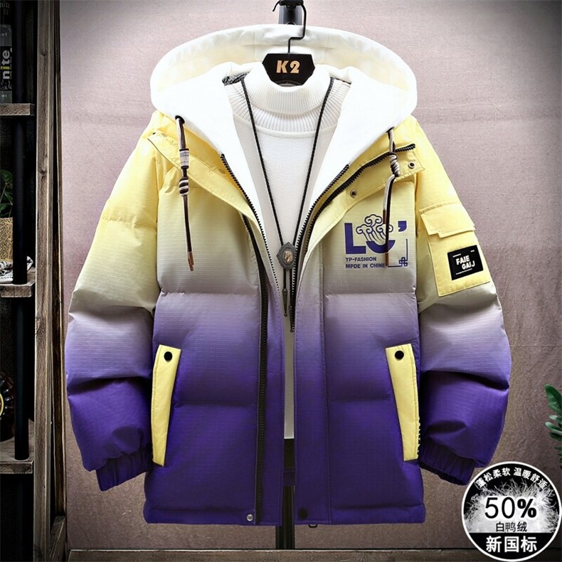 新标50绒羽绒服冬季加厚保暖男士连帽外套带,男装羽绒服,星座1206（原A206）