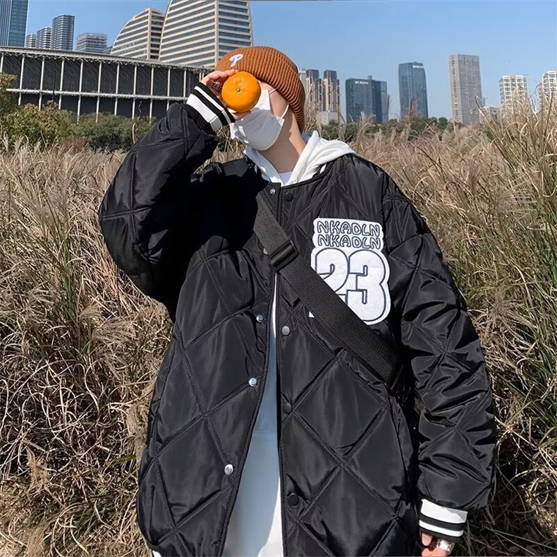 美式复古学院风棒球羽绒服男轻薄款立领宽松春季保暖菱格外套1962,男装棉衣,星座506