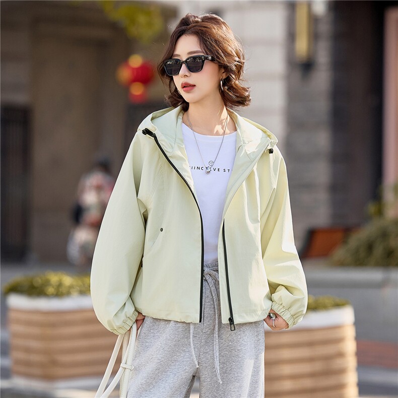 小个子短外套女2026年春季休闲风女士短款25-29周岁连帽,女装短外套,悦祺