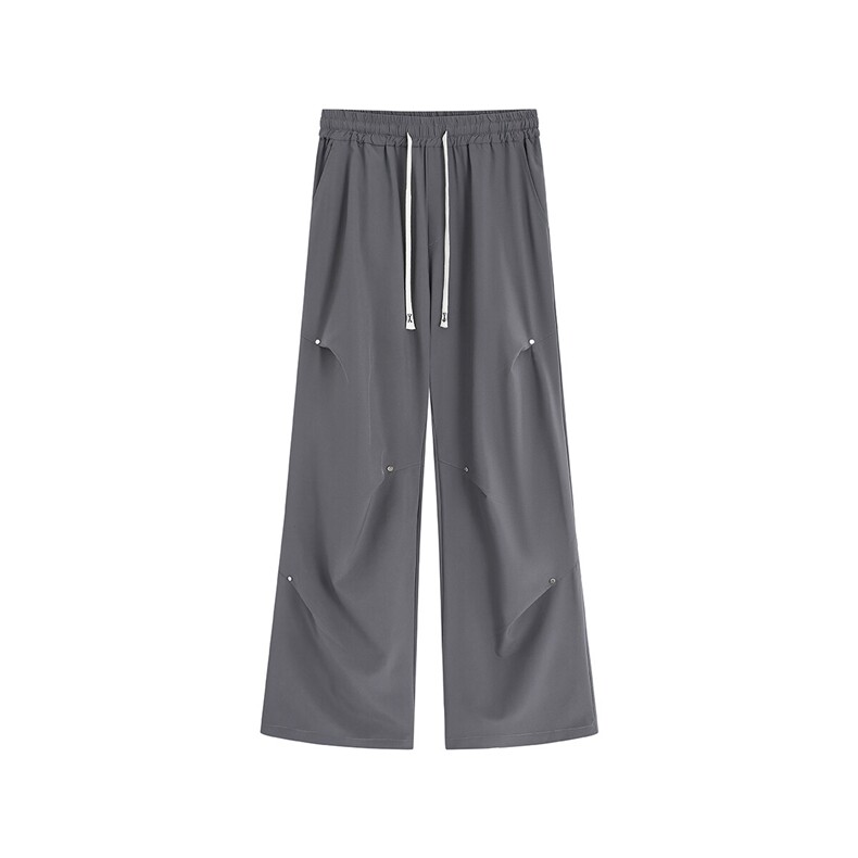 冰丝垂感褶皱铆钉休闲裤K007平铺92%聚酯纤维8%氨纶(S-2XL)TP25,男装休闲裤,电商A088