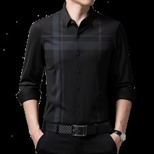 秋季2023新款中年男士长袖衬衫商务休闲爸爸装衬衣薄款时尚男装，男装衬衫，电商B212（原钱塘6029）