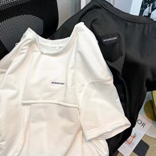 2023新款夏短袖t恤男假两件宽松圆领打底学生半袖带项链GT06P26图片