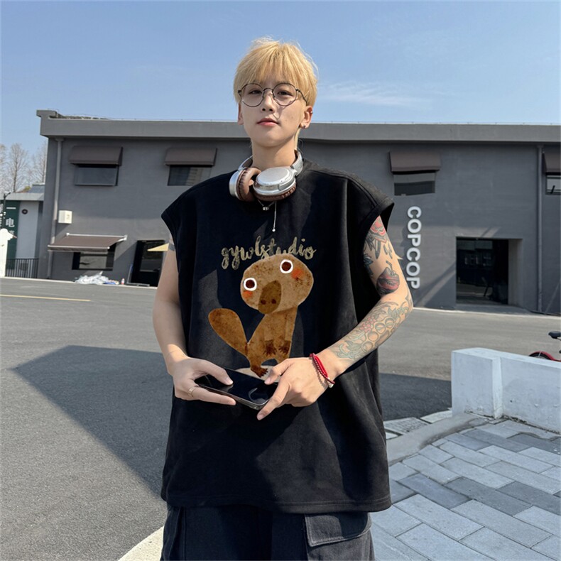 麂皮绒背心坎肩男T恤美式港风潮JB441-特P19控38,男装背心/马甲,电商B370