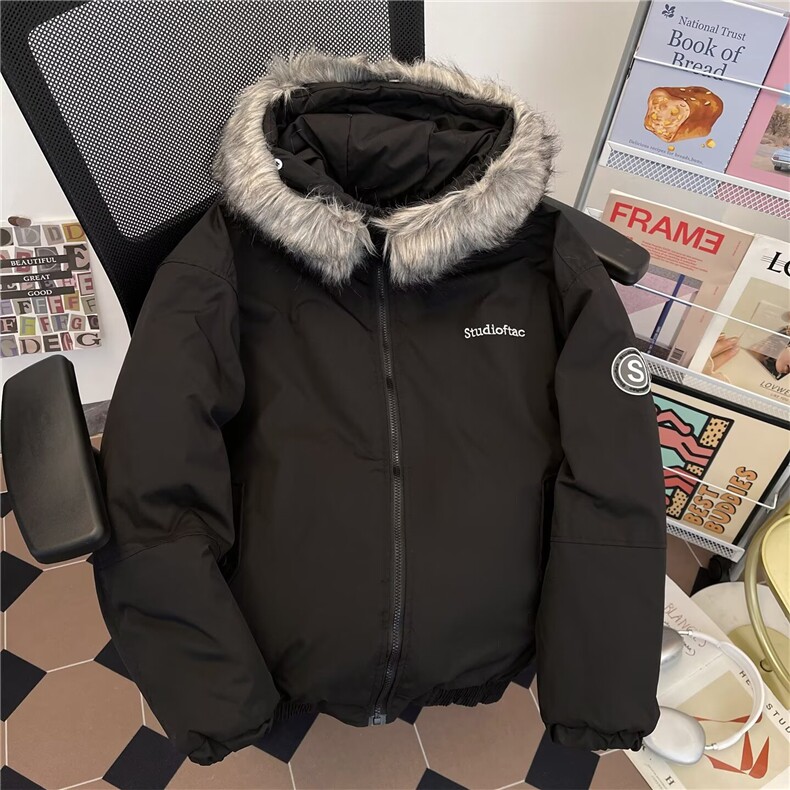 加绒加厚冬款男女连帽棉衣座山雕毛领保暖刺绣棉袄外套MY560P90,男装棉衣,星座1013-1