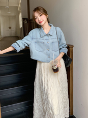 春秋季牛仔短外套吊带裙时尚两件套女，女装套装/套裙，秋水欣儿