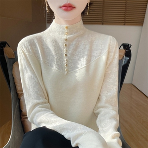 2025年秋季新款百搭女士半纽扣针织衫图片