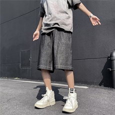 美式西海岸牛仔裤男宽松夏季2024潮牌水洗剪裁六分裤子~DK512，男装牛仔裤，星座601-2