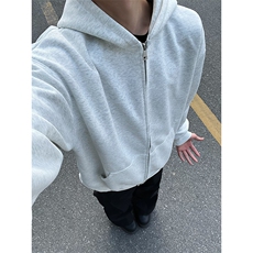 抖音得物品质二开26春装美式高街双头双拉链卫衣开衫外套W74，女装短外套，电商A486