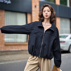 2025秋装新品经典拼接设计立领抽绳舒适通勤短款女外套，女装短外套，难舍钰依