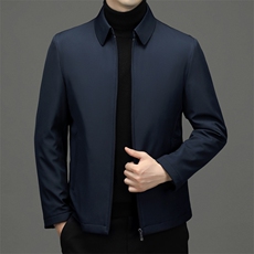 新款翻领纯色羽绒服男中年爸爸装商务休闲冬季厚款保暖白鸭绒外套，男装羽绒服，电商B212（原钱塘6029）