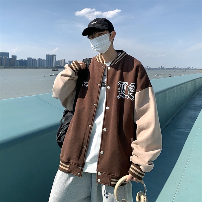 22秋新款宽松休闲撞色情侣棒球夹克卫衣外套B266-Y612-P65,男装夹克,星座B257-1