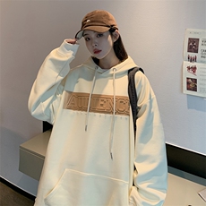 EQ190重工艺凹凸印花连帽套头卫衣春季学院风情侣装外套女类P58，男装卫衣，电商C306-1