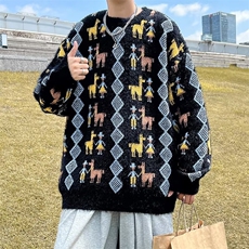 美式圆领毛衣男慵懒风休闲针织衫M193P53，男装针织衫/毛衣，星座1116-2