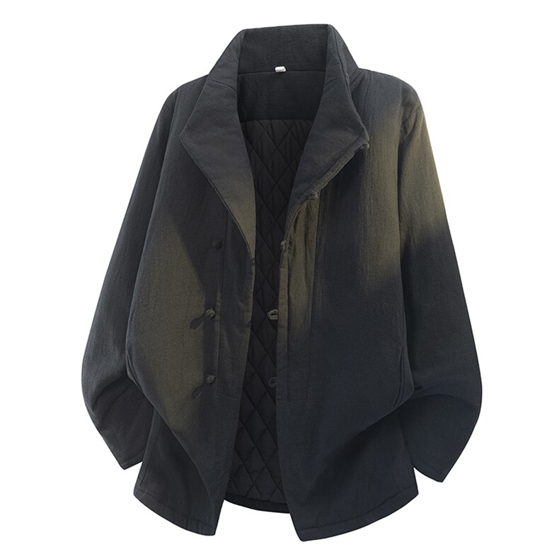 风唐装中长款棉衣男冬立领大码棉麻保暖外套复古棉服1219p198，男装棉衣，电商A016