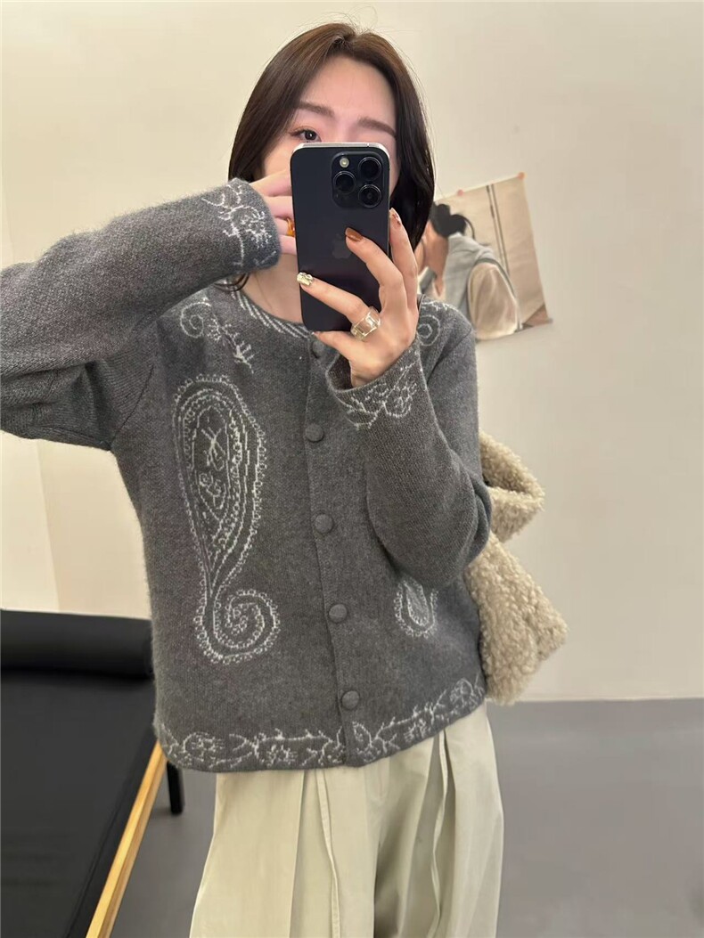 2025年秋季时尚百搭通勤简约休闲腰果浣熊，女装针织衫/毛衣，森墨