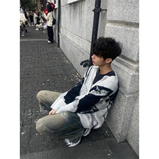刺绣渐变毛衣开衫外套秋冬男vintage慵懒风拉链针织衫MY305，男装针织衫/毛衣，星座1116A（原606A-3）