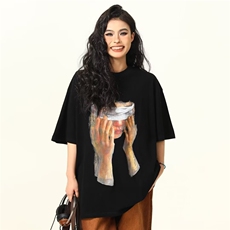 2025情侣人像印花无袖T恤美式复古短袖，男装T恤，星座516A