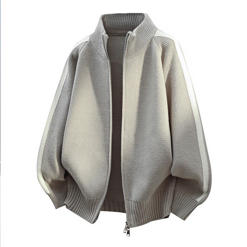 84887-P70秋季时尚立领毛衣开衫男针织衫纯色立领夹克外套，男装针织衫/毛衣，电商D310B