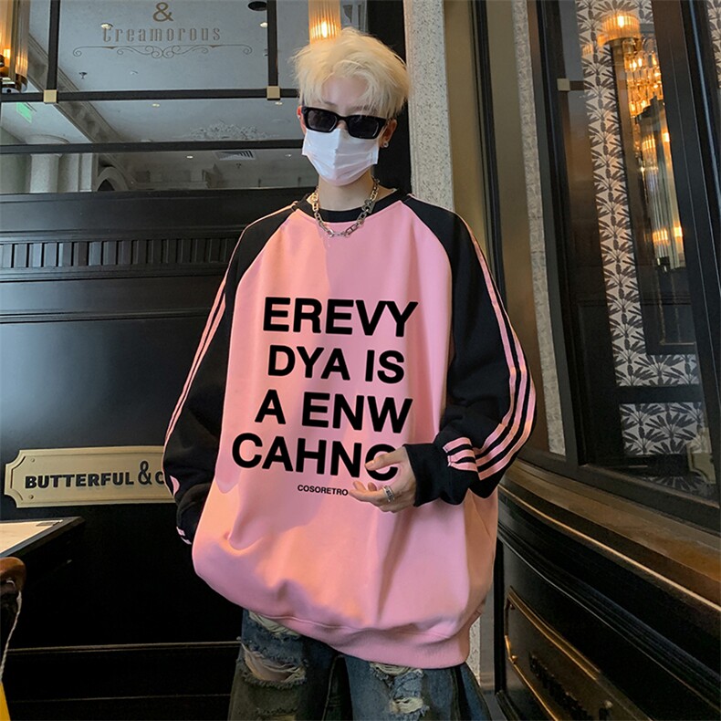 抖音得物供货提供视频秋冬重磅美式宽松织带圆领卫衣0737,男装卫衣,电商A486