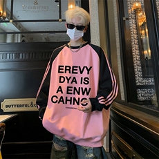 抖音得物供货提供视频秋冬重磅美式宽松织带圆领卫衣0737，男装卫衣，电商A486
