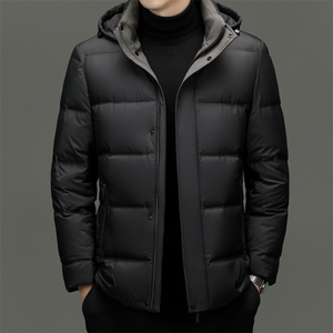 冬季男士白鸭绒羽绒服时尚商务保暖加绒防寒品质可脱卸帽男外套图片