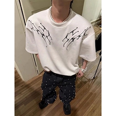 706-1-T3235-P48夏季美式复古蛇瞳脊骨正肩短袖T恤痞帅男士半袖，男装T恤，星座706-1