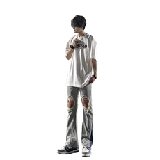 美式高街ins小众破洞牛仔裤货号K751P60，男装牛仔裤，电商A063