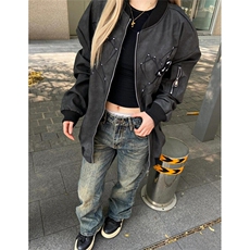 春秋蜘蛛刺绣pu皮夹克男拉链休闲宽松百搭街头棒球服外套JK8555，男装夹克，星座1116A（原606A-3）