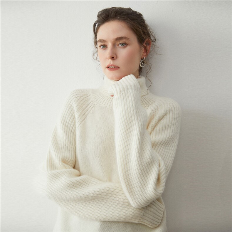 2025年秋季新款百搭女士5针加厚元宝针袖套衫，女装羊绒衫，蒂暖羊绒