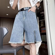 新款ins美式复古牛仔短裤男士阔腿五分原宿慵懒潮流RK2672-P41，男装牛仔裤，星座412-3