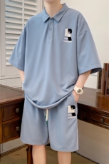 夏款潮时尚翻领半袖套装学生时尚印花Polo衫男女6631-P70控价98，男装Polo衫，电商A441-1