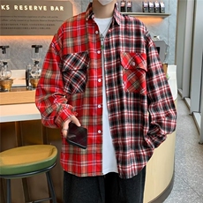 气质青春流行新款时尚潮衬衫格子百搭原宿男潮流夏季，男装衬衫，星座716-2