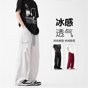 2025夏季新款冰丝宽松工装褶皱设计休闲裤B315-K24152-特p30控58图片