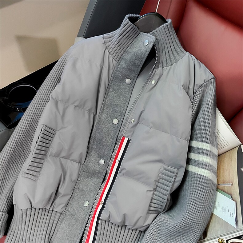 经典百搭复古针织拼接立领加厚棉服潮,女装棉衣/棉服,江南