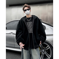 美式开衫潮流休闲加绒拉链连帽卫衣外套男秋冬宽松潮牌WY0311-P62，男装卫衣，星座308B-2