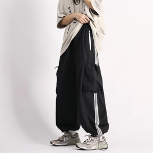 美式复古街头hiphop工装裤男女宽松高腰显瘦阔腿运动裤BE522-P42图片