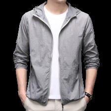 2023年春季男装口袋纯色连帽长袖2023年防晒衣时尚百搭上衣外套，男装夹克，电商B212（原钱塘6029）