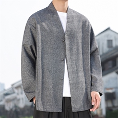 2026风男春季新款暗门襟夹克定制仿麻立体感粗麻外套J08-P95，男装夹克，电商B277(原6028)