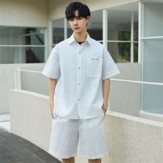 夏季套装男高级感短袖短裤休闲宽松上衣薄男士衬衫外套Y2502-P105，男装休闲裤，电商A355（原A415）