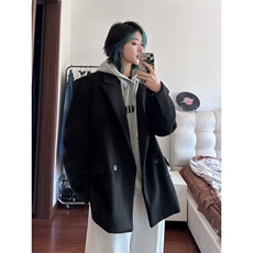 中长款呢子大衣男中性风2025秋冬季呢子外套女XZ514-2-24275-P98，女装短外套，星座514-2(原B239)