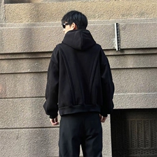 抖音得物高品质二开25秋冬美式重磅宽松结构设计连帽卫衣外套W78，男装卫衣，电商A486
