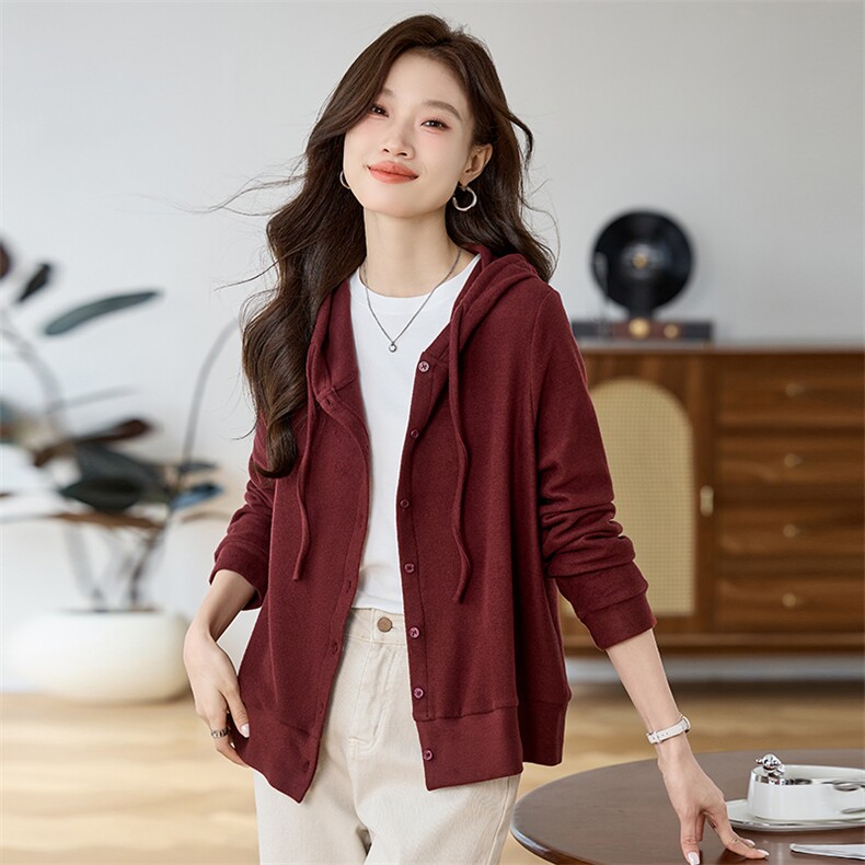 时尚拼色立领开衫卫衣短款外套女2025秋季宽松百搭休闲运动服上衣，女装卫衣/绒衫，莜菲儿