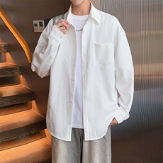 秋季纯色长袖衬衣男宽松落肩质感衬衫外套DSA157B-CS4222-特P40，男装衬衫，电商A157B