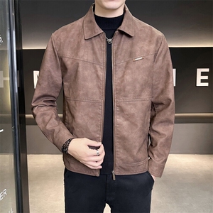 店主风 2025秋季翻领皮衣男痞帅休闲外套男装夹克C317-J905-P135图片