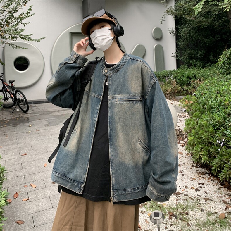 牛仔外套男士春季高级感痞帅炸街美式复古水洗做旧宽松休闲夹克,男装夹克,星座410-6（原星座1304-1）