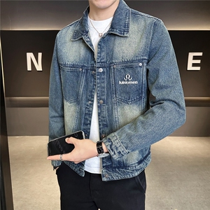 牛仔外套男水洗高级感衣服秋季修身牛仔夹克C317-J6518-P125,羊羔毛凉鞋搭配什么衣服图片